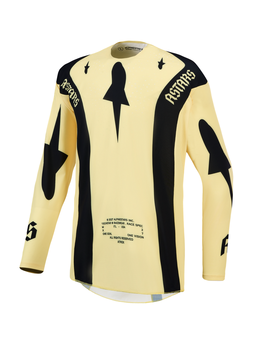 Alpinestars Techstar Atrox tröja, gul och svart motocrosströja för herrar, andningsbara laserperforeringar, racingpassform