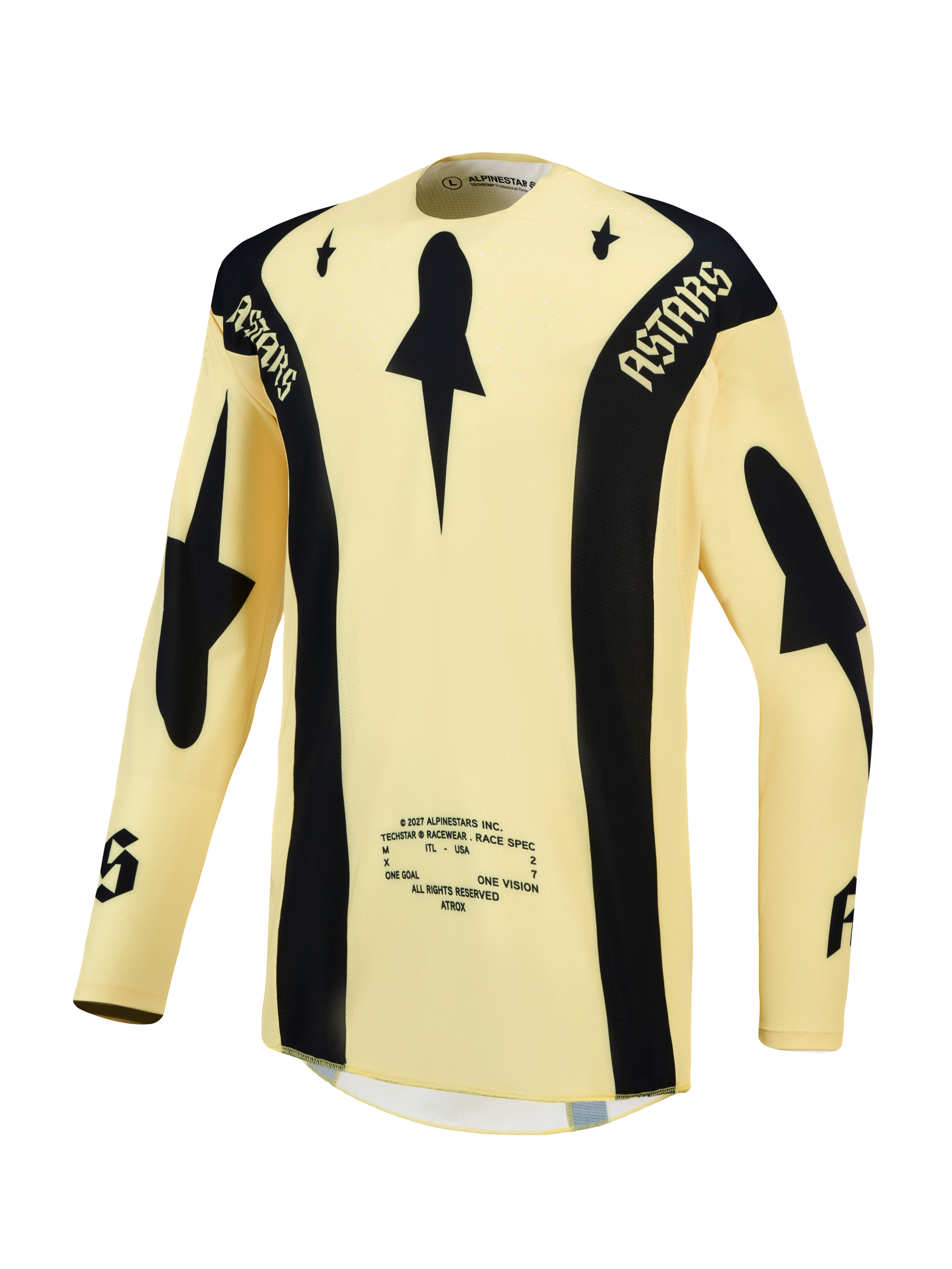 Alpinestars Techstar Atrox tröja, gul och svart motocrosströja för herrar, andningsbara laserperforeringar, racingpassform