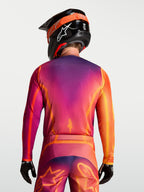 Alpinestars Fluid Kepler tröja, lila och orange motocrosströja för herrar, fuktavledande polytyg, vy bakifrån.