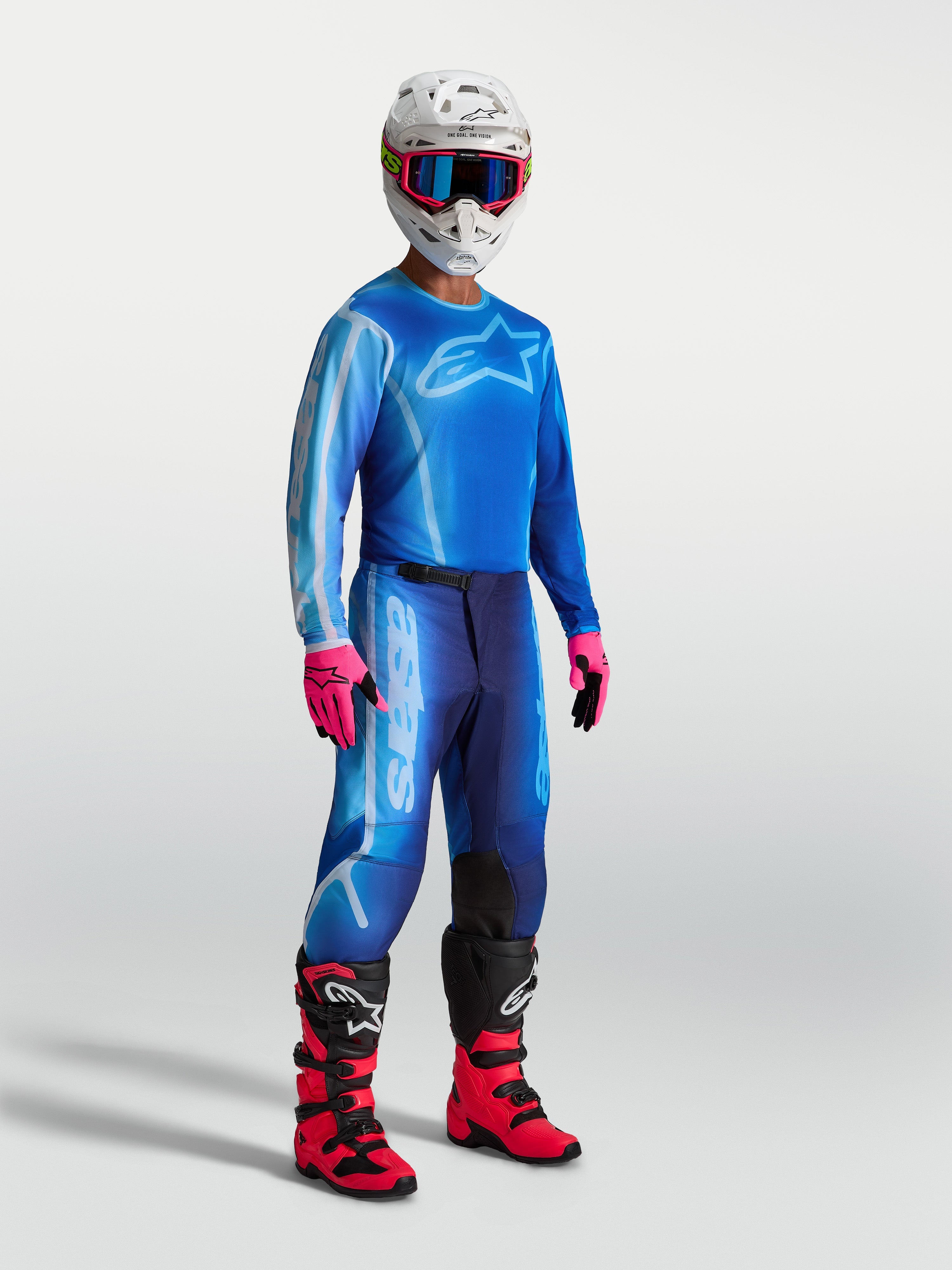 Alpinestars Fluid Kepler tröja, motocrosströja i ucla blå och blithe blå för herrar, ventilerande atletisk passform.