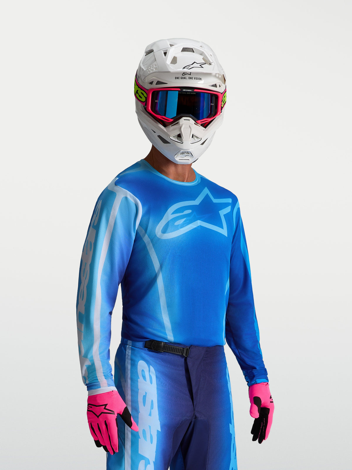 Alpinestars Fluid Kepler tröja, blå motocrosströja för herr, ventilerande och fuktavledande polytyg för terrängkörning