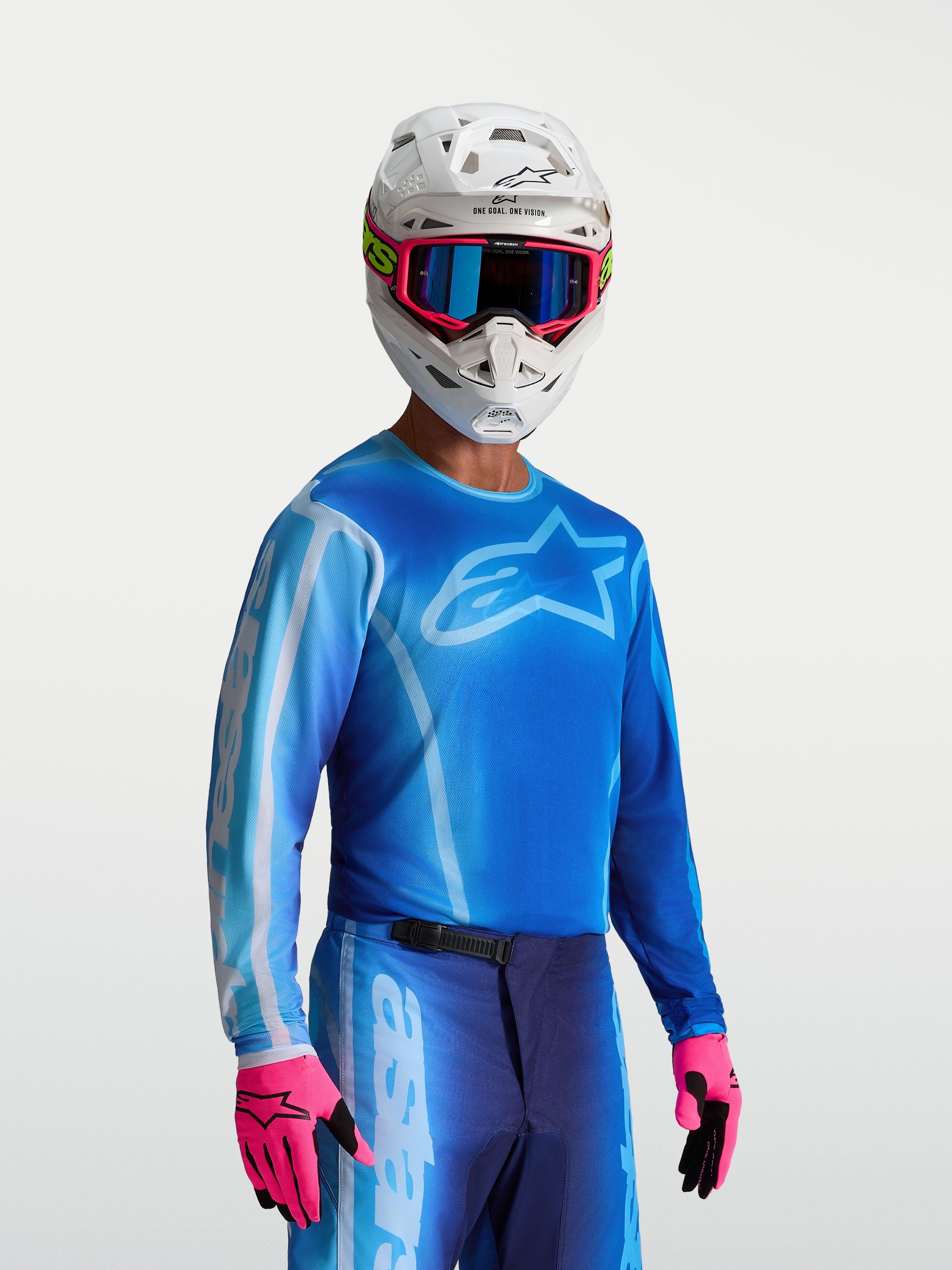 Alpinestars Fluid Kepler tröja, blå motocrosströja för herr, ventilerande och fuktavledande polytyg för terrängkörning