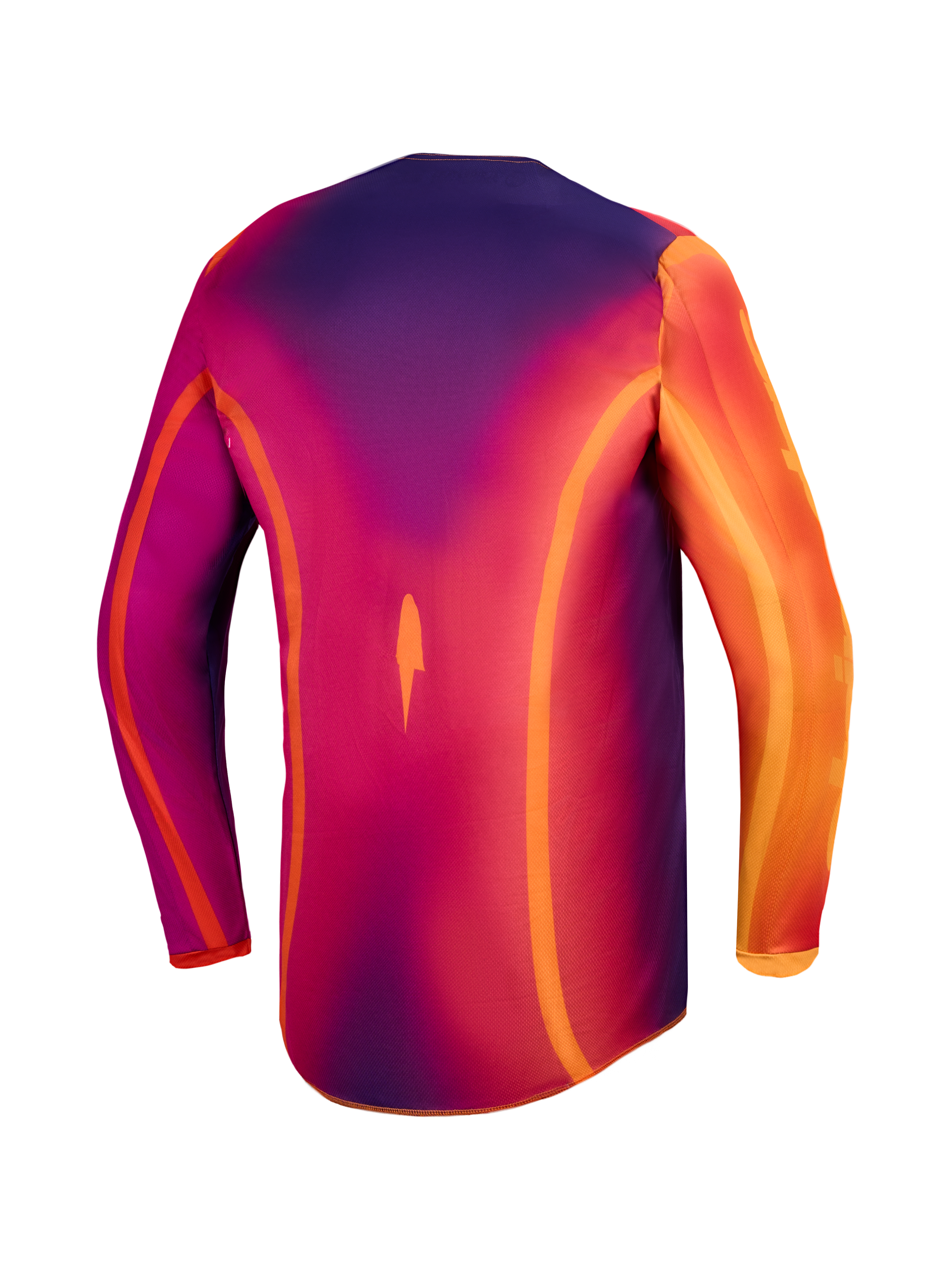 Alpinestars Fluid Kepler tröja, lila och orange motocrosströja för herr, vy bakifrån med längre ryggslut för terrängkörning.