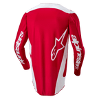 Alpinestars 2024 Fluid Lurv-tröja, motocrosströja, Mars Red och vit, baksida med en stor vit stjärnlogotyp på ryggen, vita sidopaneler och logotyper på ärmarna
