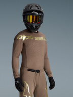 Alpinestars Supertech Air Gold tröja, motocrosströja för herr, brun och guld, ventilerad atletisk passform.