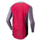 Alpinestars 2024 Supertech Dade Jersey, Motocross Jersey, Iron Red Berry and grey, back view showing breathable mesh construction, Alpinestars star logo outline, and professional race-spec branding