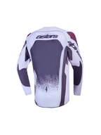 Alpinestars ungdom Supertech Swan tröja, grå och vit motocrosströja sedd bakifrån med Astars-logotyp och meshtyg.