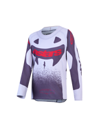 Alpinestars Ungdom Supertech Swan tröja, motocrosströja för racing, grå och vit med röd grafik, lättviktig stretchmesh för juniorförare