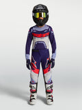 Alpinestars Youth Supertech Dyna Jersey in purple and white, kids' motocross gear set for racing performance.