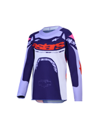 Alpinestars Supertech Dyna tröja för ungdom, motocrosströja för terrängkörning, marinblå och vit med orangea detaljer.