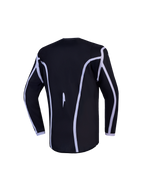 Alpinestars Youth Fluid Apex V2 Jersey, black and white motocross jersey with extended rear hem and ergonomic athletic cut.