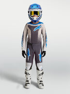 Alpinestars 2027 ungdom Fluid Drag gear set, grå och blå motocrossutrustning för barn för terrängkörning.