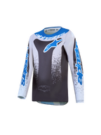 Alpinestars 2027 Ungdom Fluid Drag tröja, motocrosströja i grått och blått, lätt andningsbart polytyg för terrängkörning
