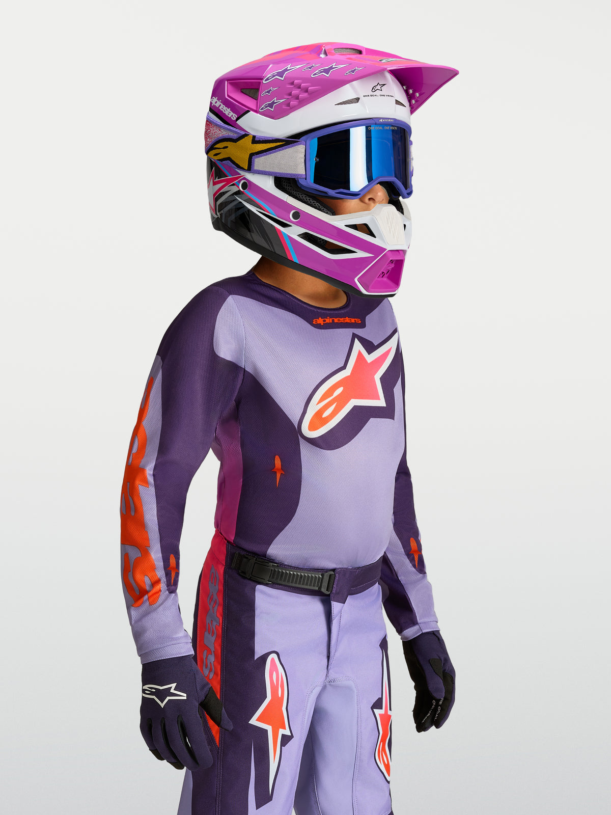 Alpinestars 2027 Ungdom Fluid Hunt tröja, lila och violett motocrosströja för barn, fukttransporterande material