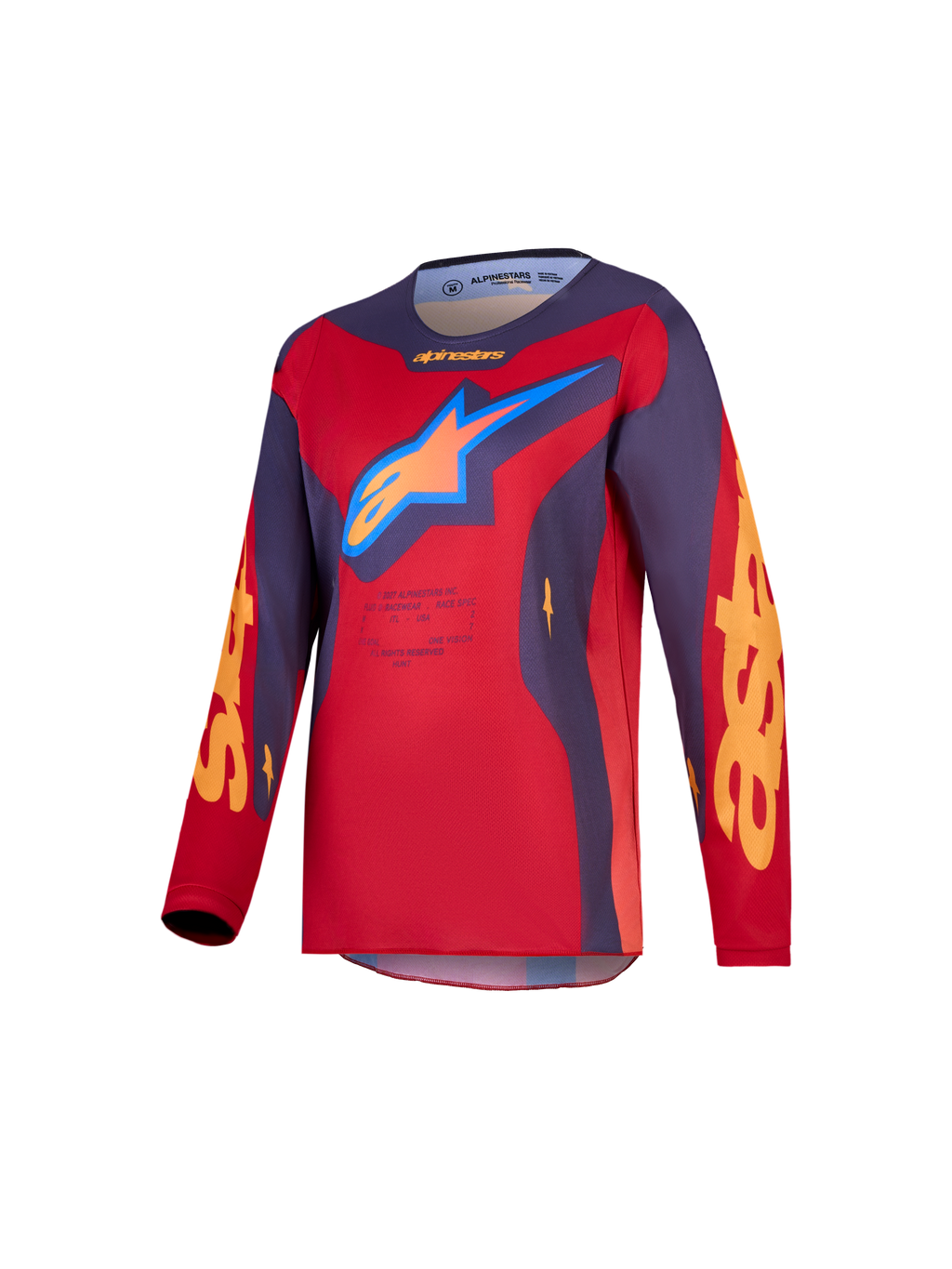 Alpinestars Fluid Hunt ungdomströja, motocrosströja för terrängkörning, röd och grå, lätt polytyg som andas