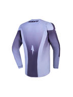 Alpinestars Youth Fluid Amber Jersey, long-sleeve motocross racing top in light grey and dark purple, back view.