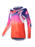 Alpinestars 2025 Stella Fluid Wurx tröja, motocrosströja för damer, lila, rosa och orange gradient med marinblå och vita stjärngrafiker, långärmad med atletisk passform, rund halsringning, funktionella terrängkläder