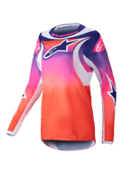 Alpinestars 2025 Stella Fluid Wurx tröja, motocrosströja för damer, lila, rosa och orange gradient med marinblå och vita stjärngrafiker, långärmad med atletisk passform, rund halsringning, funktionella terrängkläder