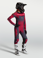 Alpinestars Stella Techstar Swan Jersey, Women's Motocross Jersey, Crimson and Dark Gray, textile gear, shown on model.