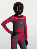 Alpinestars Stella Techstar Swan motocrosströja för damer, mörkröd och grå med laserskuren ventilation.