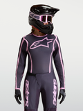 Alpinestars Stella Fluid Apex V2 tröja, motocrosströja för dam, grå och rosa, ergonomisk atletisk passform.