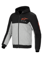 Alpinestars Chrome V2 Sport jacka med huva, urban MC-jacka för herrar, svart och gråmelerad, CE-certifierad i textil.