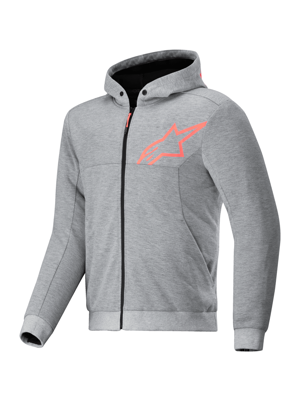 Alpinestars Chrome V2 Sport jacka med huva, grå och röd fluo, urban motorcykeljacka för män i teknisk fleece, Tech-Air Ready.