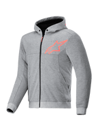 Alpinestars Chrome V2 Sport jacka med huva, grå och röd fluo, urban motorcykeljacka för män i teknisk fleece, Tech-Air Ready.