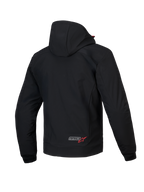 Alpinestars MM93 Radium Tech Jacka med huva, urban motorcykeljacka, baksida, svart och klarröd, CE-certifierad vindtät konstruktion med avtagbar huva
