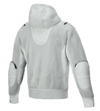 Alpinestars Moflow Air Tech Hoodie, motorcykeljacka för herrar, grå, ryggvy med heltäckande högdensitetsmesh, meshhuva, förstärkta armbågspaneler och diskret Alpinestars-branding, urban tech-wear-design