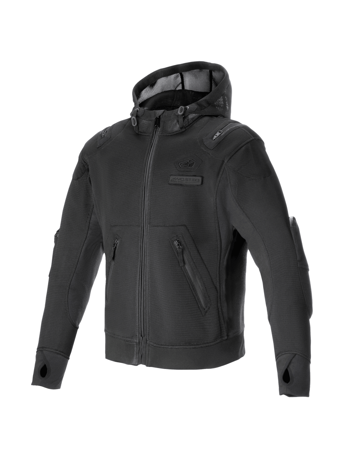 Alpinestars Moflow Air Tech jacka med huva herr, svart urban motorcykeljacka i mesh-textil, Tech-Air®-förberedd