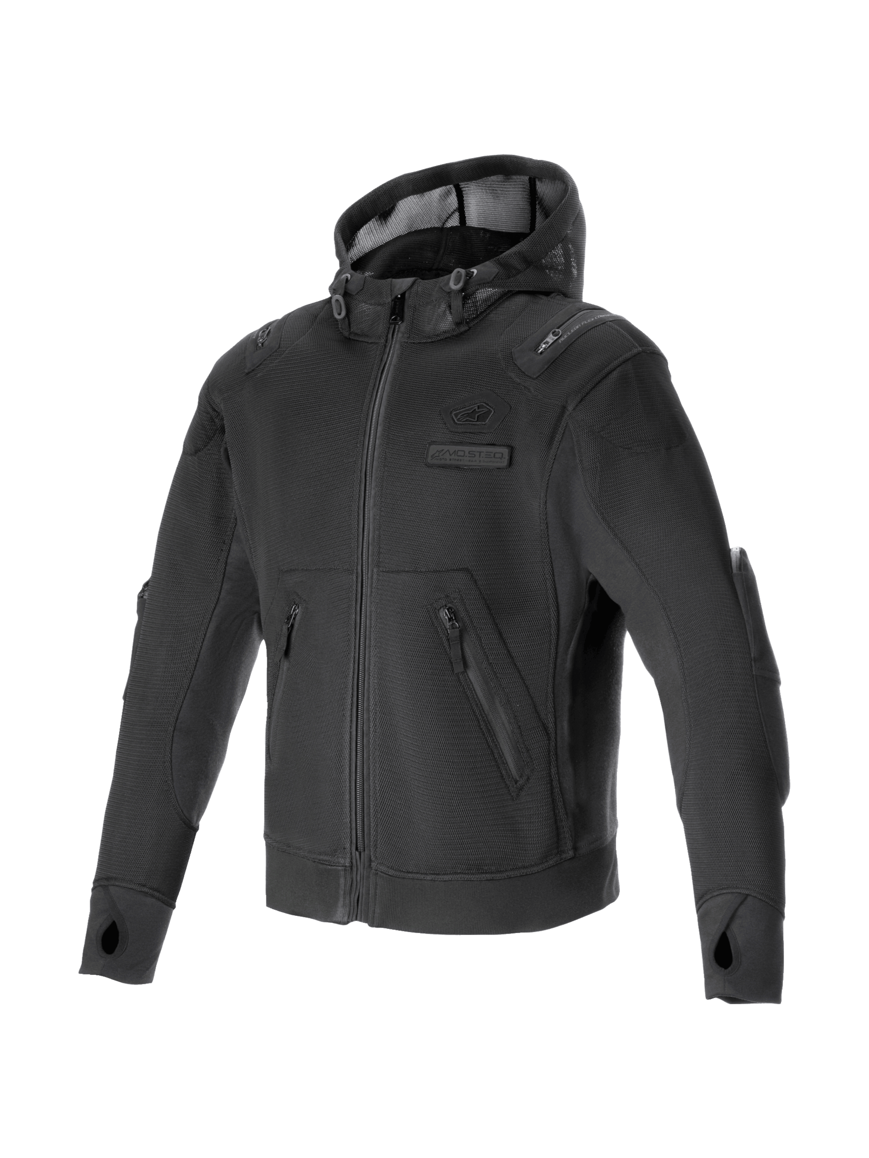Alpinestars Moflow Air Tech jacka med huva herr, svart urban motorcykeljacka i mesh-textil, Tech-Air®-förberedd