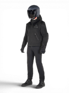 Alpinestars Moflow Air Tech jacka med huva, svart urban MC-jacka i mesh för herr, Tech-Air 3 Ready-skydd, bärs av modell.