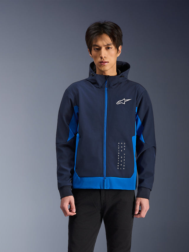 Alpinestars Radium Tech Hoodie, Navy Blue and Bright Blue, Motorcycle Urban Jacket, Unisex, Front Zipper with Chest Logo, Modern Performance Design