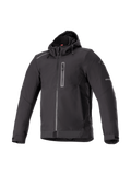 Alpinestars Neo vattentät jacka med huva, svart urban MC-jacka i vattentät softshell, Tech-Air Ready för herrar.