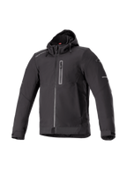 Alpinestars Neo vattentät jacka med huva, svart urban MC-jacka i vattentät softshell, Tech-Air Ready för herrar.