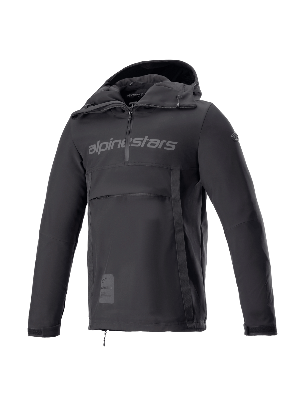Alpinestars Sherpa jacka med huva, svart MC-jacka i softshell för herrar, vindskyddad anorak för urban körning, Tech-Air Ready med Nucleon Flex Plus-skydd