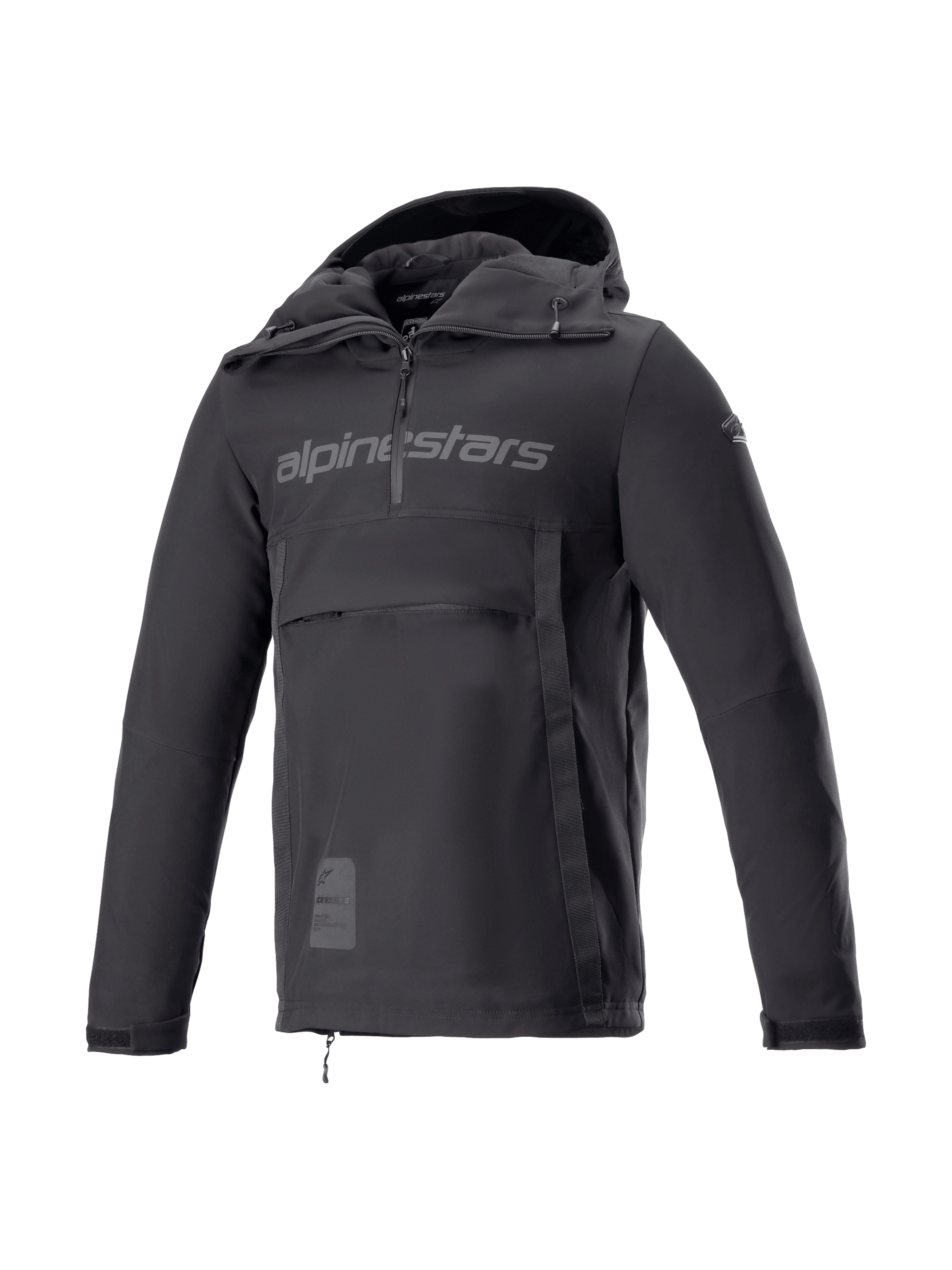Alpinestars Sherpa jacka med huva, svart MC-jacka i softshell för herrar, vindskyddad anorak för urban körning, Tech-Air Ready med Nucleon Flex Plus-skydd