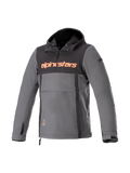 Alpinestars Sherpa Hoodie, gray and black urban motorcycle anorak, windproof softshell with red logo.