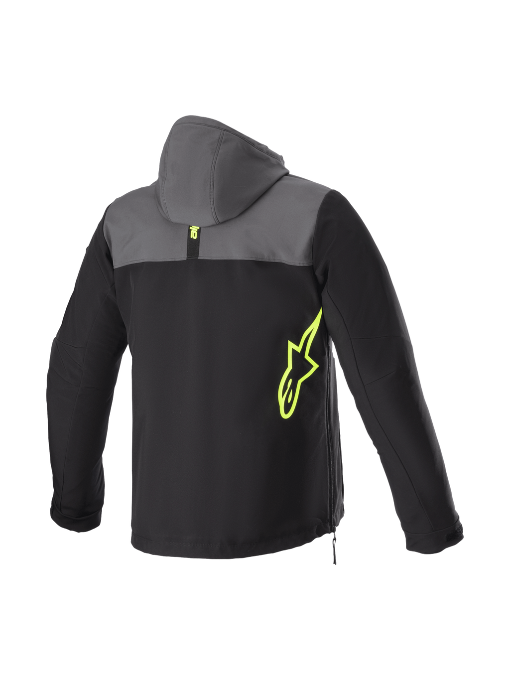 Alpinestars Sherpa jacka med huva, urban MC-jacka för herr, svart och grå softshell med gul fluo logotyp, Tech-Air® Ready.