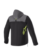 Alpinestars Sherpa jacka med huva, urban MC-jacka för herr, svart och grå softshell med gul fluo logotyp, Tech-Air® Ready.