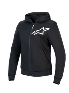 Alpinestars Stella Chrome V2 Sport jacka med huva, dam motorcykeljacka, svart och vit, CE-certifierad klass A med aramidförstärkningar och Tech-Air Ready-design