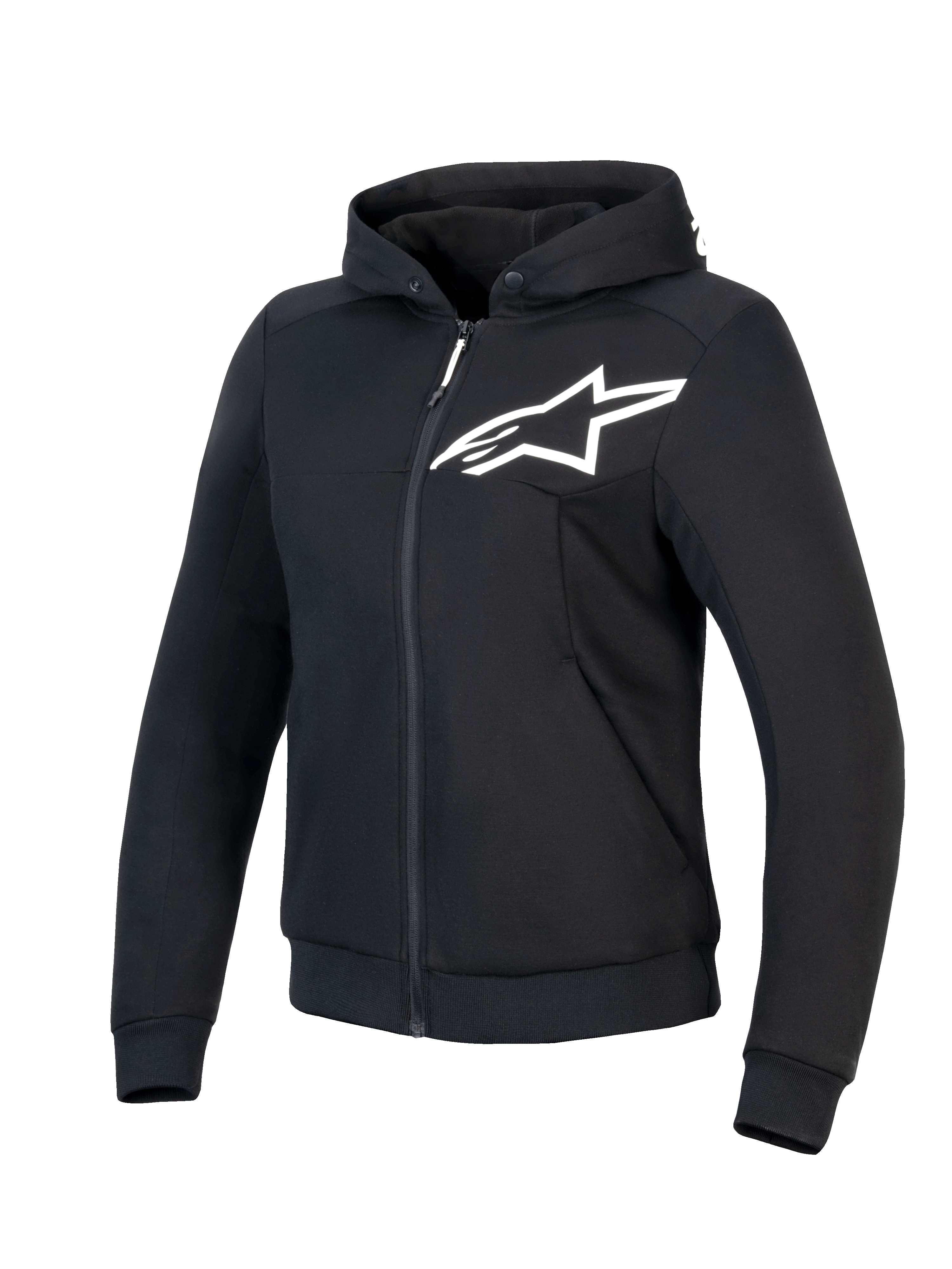 Alpinestars Stella Chrome V2 Sport jacka med huva, dam motorcykeljacka, svart och vit, CE-certifierad klass A med aramidförstärkningar och Tech-Air Ready-design