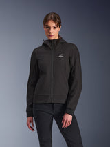 Alpinestars Stella Radium Tech Hoodie, damjacka med huva, svart, dragkedja, diskret logotyp på bröstet, premium konstruktion