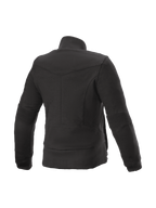 Alpinestars Banshee Fleece, urban motorcykeljacka för dam, svart, vy bakifrån med Kevlar-förstärkningar och ribbade detaljer på armbågarna.