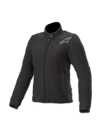Alpinestars Dam Banshee Fleece, urban motorcykeljacka i svart textil, med Nucleon Flex Plus-skydd och Kevlar-förstärkningar.