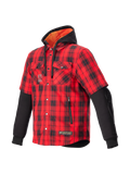 Alpinestars MO.ST.EQ Tartan skjorta, röd- och svartrutig mc-jacka för herr med kortärmad look, huva och CE-certifierade skydd.