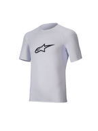 Alpinestars Tech KX Sim Top, kortärmat baslager för karting, vit, svart Astar-logotyp på bröstet, lätt stretchmesh med ergonomisk skärning, teknisk prestandautrustning