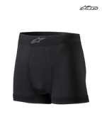 Alpinestars Tech ZX Boxershorts, flamsäkert tekniskt underställ för bilracing för herr, svarta, med lätt LENZING™ FR-konstruktion och FIA-certifiering, framifrån