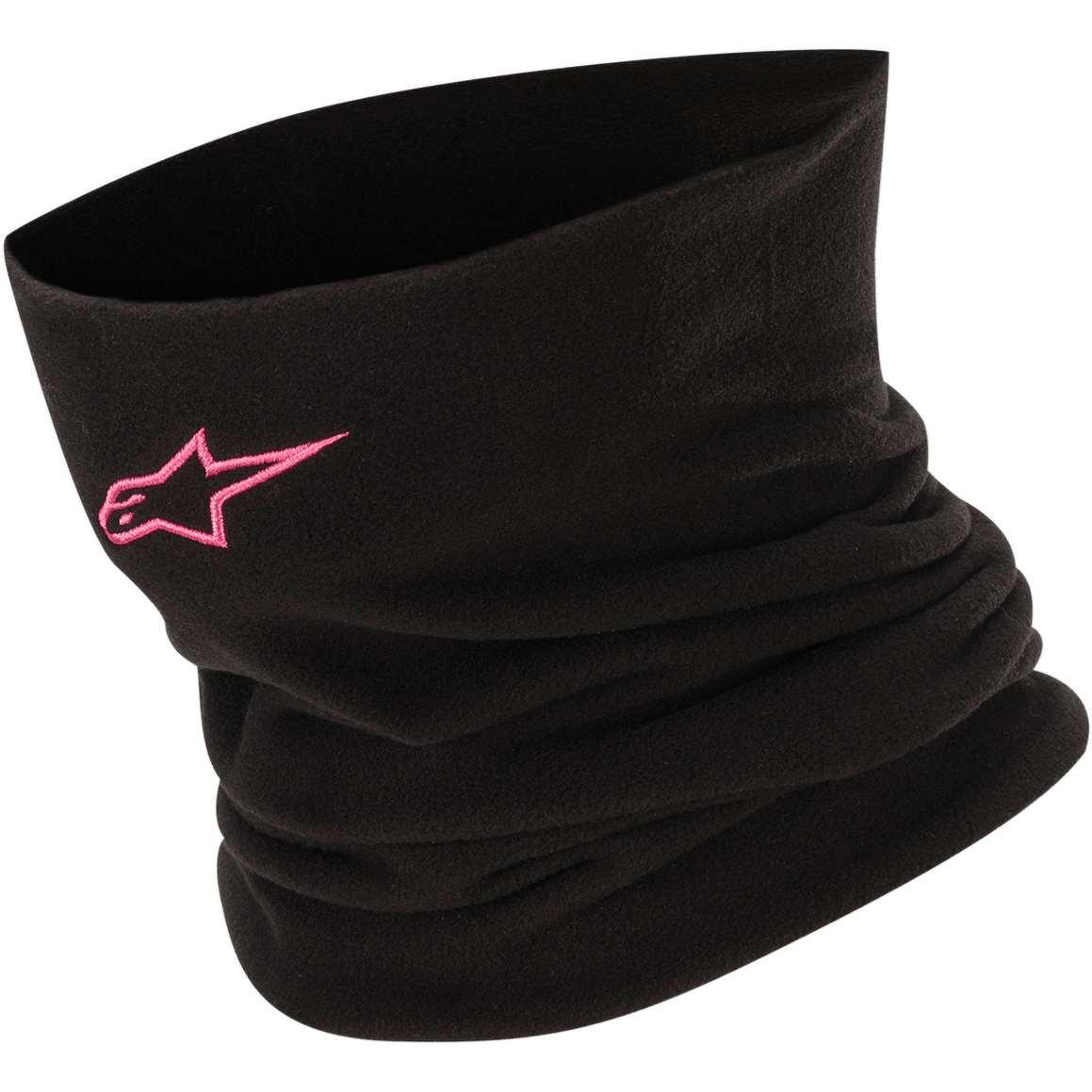 Alpinestars halsskydd, svart och rosa fleece för motorcykelkörning, vindskyddande med termisk isolering